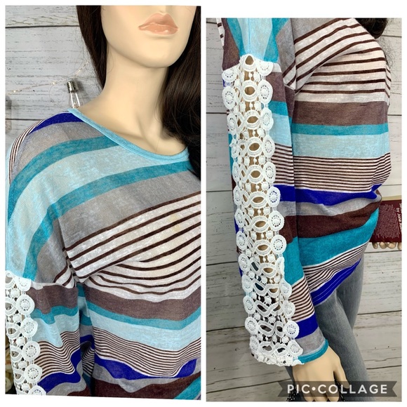 HYX Cool Colors Striped Embellished-Sleeve Top - Picture 4 of 7